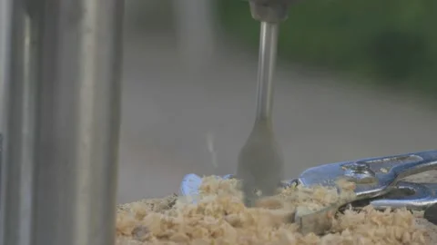 Drilling wood for the ring Stock Footage 151487824