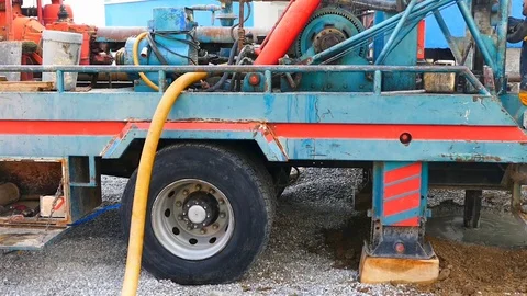 Drilling work, to make water drilling to find Vídeo Stock 101307014