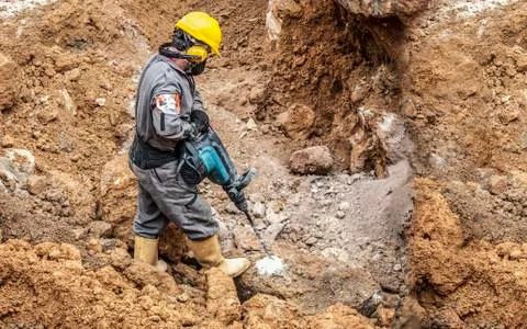 The drilling worker Foto stock