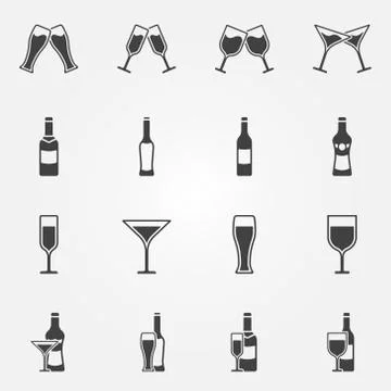 Drink alcohol vector icons Stock Illustration