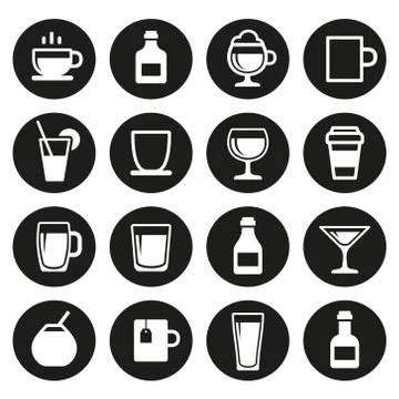 Drink and beverage icons set Stock Illustration