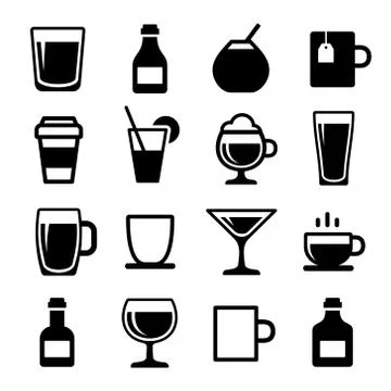 Drink and beverage icons set Stock Illustration