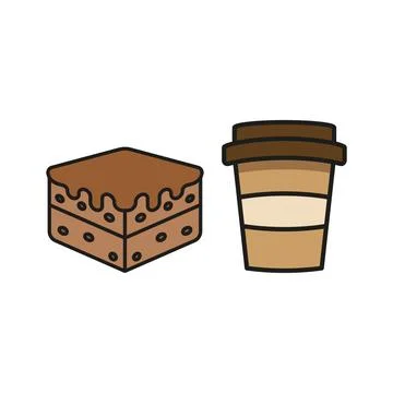 Drink and brownie set set food icon vector basic design Stock Illustration