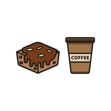 Drink and brownie set set food icon vector basic design Stock Illustration