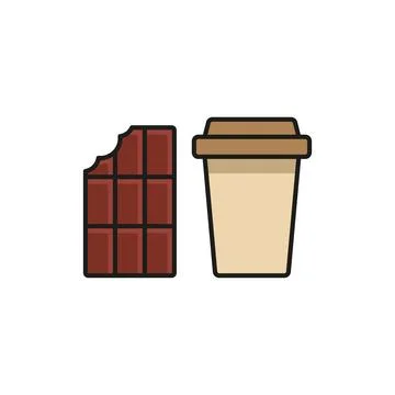 Drink and chocolate bar set food icon vector basic design Stock Illustration