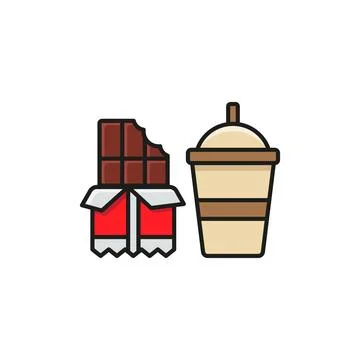 Drink and chocolate bar set food icon vector basic design Stock Illustration