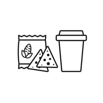 Drink and corn chips set food icon vector basic design イラスト素材