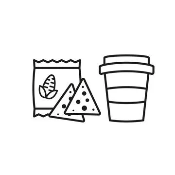 Drink and corn chips set food icon vector basic design Stock Illustration