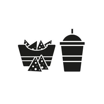 Drink and corn chips set food icon vector basic design Stock Illustration