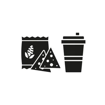 Drink and corn chips set food icon vector basic design Illustrazione stock