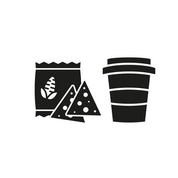 Drink and corn chips set food icon vector basic design Illustrazione stock