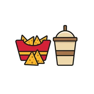 Drink and corn chips set food icon vector basic design Illustrazione stock