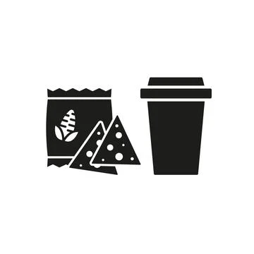 Drink and corn chips set food icon vector basic design Illustrazione stock