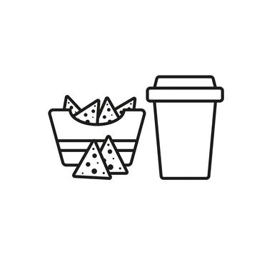 Drink and corn chips set food icon vector basic design Stock Illustration