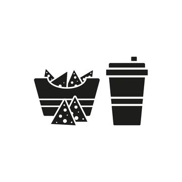 Drink and corn chips set food icon vector basic design 스톡 일러스트