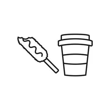 Drink and corn dog set food icon vector basic design 스톡 일러스트