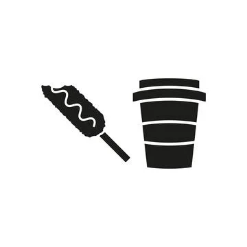 Drink and corn dog set food icon vector basic design Ilustração Stock