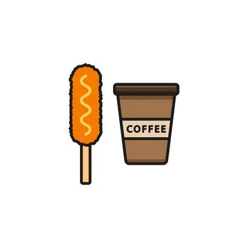 Drink and corn dog set food icon vector basic design Stock Illustration