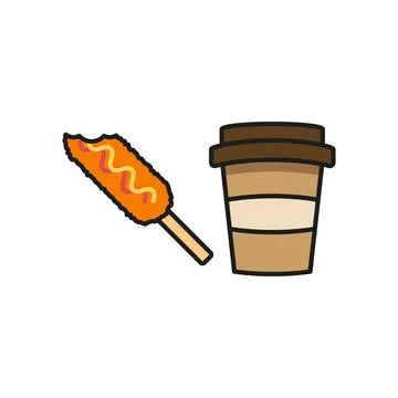 Drink and corn dog set food icon vector basic design Stock Illustration