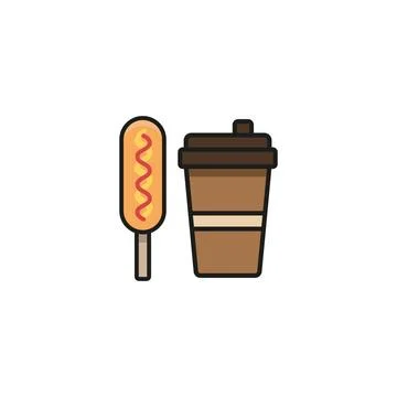 Drink and corn dog set food icon vector basic design Stock Illustration