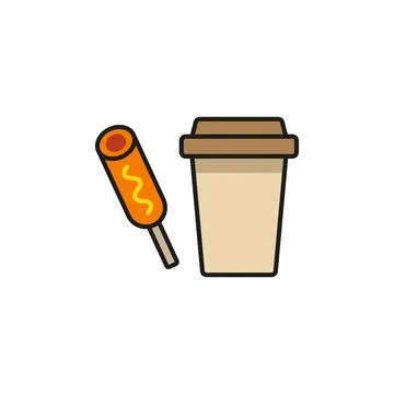 Drink and corn dog set food icon vector basic design Ilustração Stock