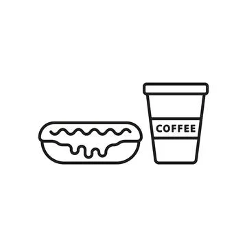 Drink and eclair set food icon vector basic design Ilustração Stock