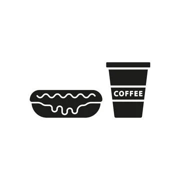 Drink and eclair set food icon vector basic design 스톡 일러스트