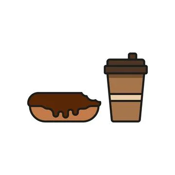 Drink and eclair set food icon vector basic design Stock Illustration