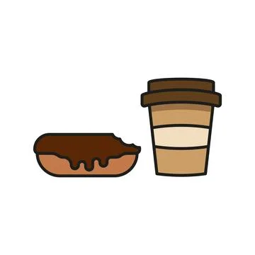 Drink and eclair set food icon vector basic design Stock Illustration