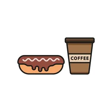 Drink and eclair set food icon vector basic design Stock Illustration