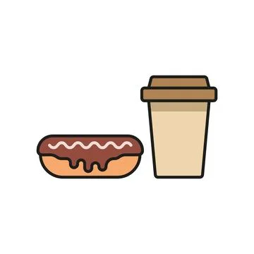 Drink and eclair set food icon vector basic design Stock Illustration