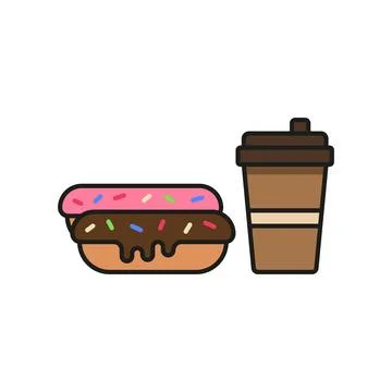 Drink and eclair set food icon vector basic design Stock Illustration