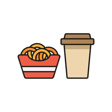 Drink and onion rings set food icon vector basic design Stock Illustration