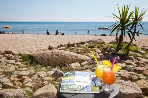 Drink on the beach Stock Photos