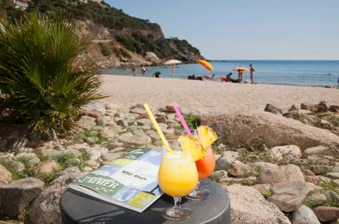 Drink on the beach Stock Photos