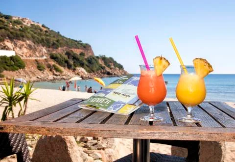 Drink on the beach Stock Photos
