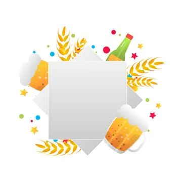 Drink beer vector cartoon decorative frame Stock Illustration