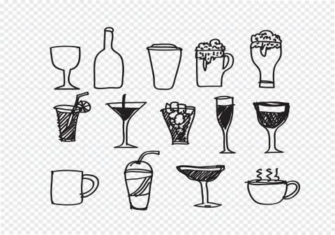 Drink beverage icons set Stock Illustration