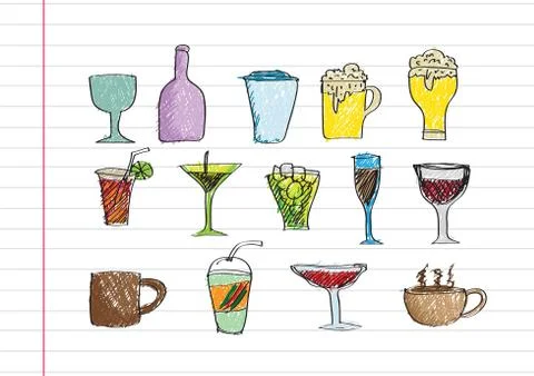 Drink beverage icons set Stock Illustration