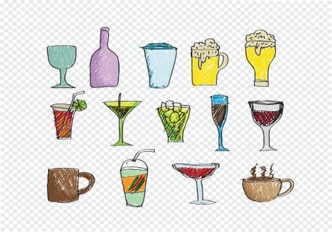 Drink beverage icons set Stock Illustration