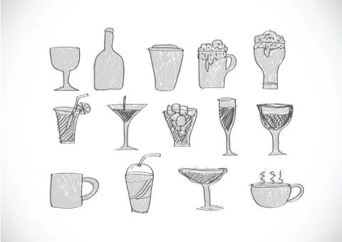 Drink beverage icons set Stock Illustration