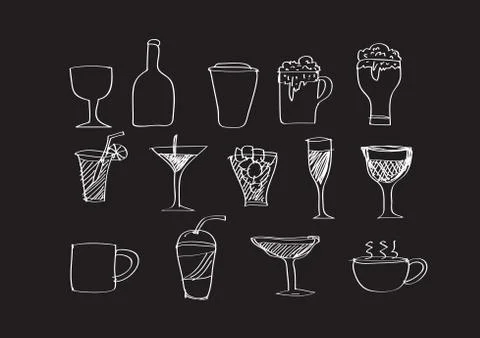 Drink beverage icons set Stock Illustration
