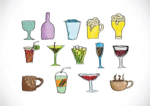 Drink beverage icons set Stock Illustration