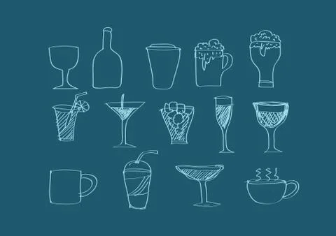 Drink beverage icons set Stock Illustration