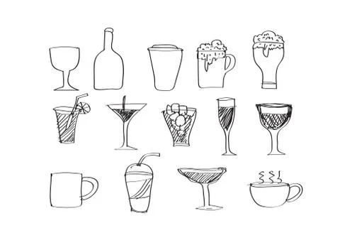 Drink beverage icons set Stock Illustration