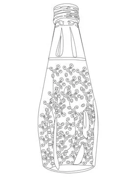 Drink bottle with basel seeds. Vector stock illustration isolated on white ba Illustrazione stock