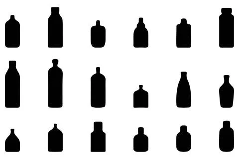 Drink bottle silhouette vector set Stock Illustration