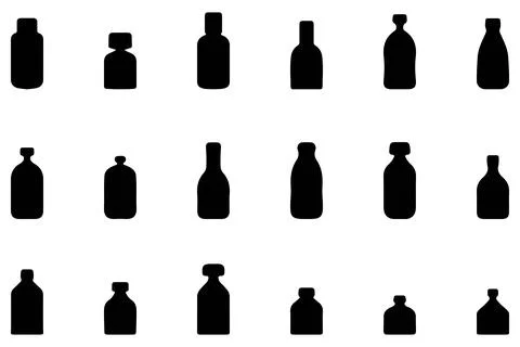 Drink bottle silhouette vector set Stock Illustration
