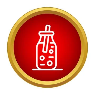 Drink bottle with straw flat outline icon Stock Illustration