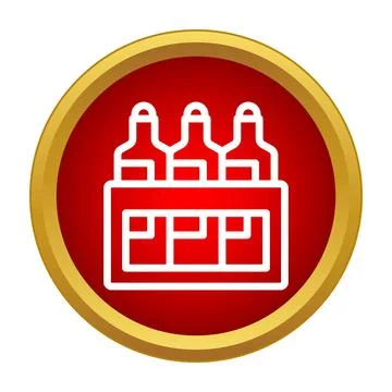 Drink bottles packaging in red gold icon Stock Illustration